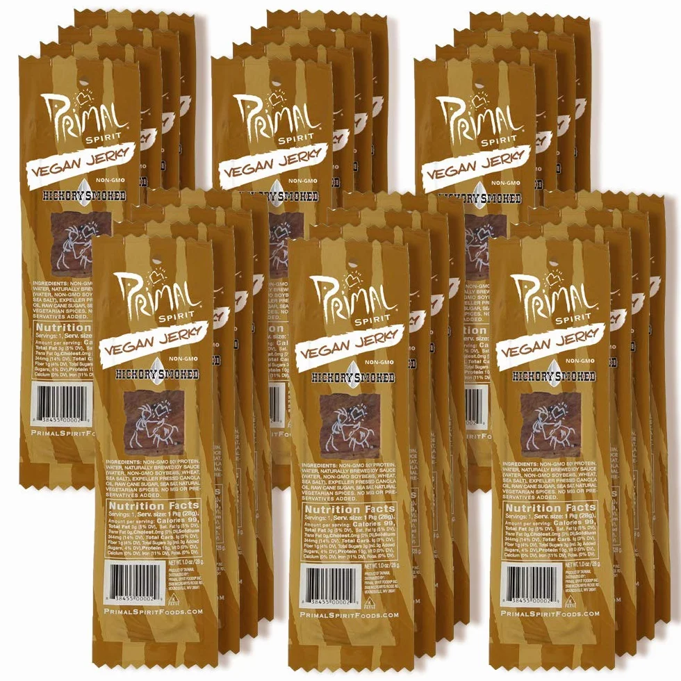 Primal Strips Meatless Vegan Jerky, Hickory Smoked, 1 Ounce (Pack of 24)
