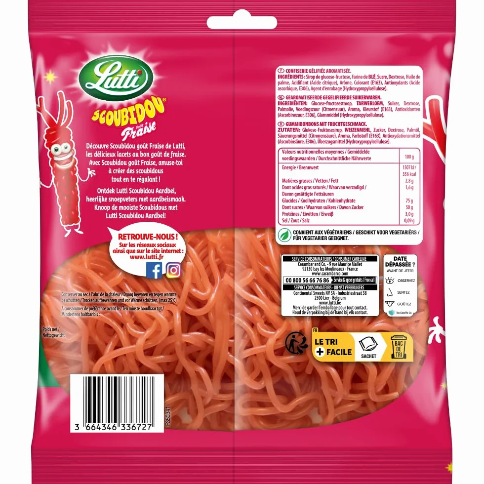LUTTI Bonbons Lutti Scoubidou Fraise - 200g