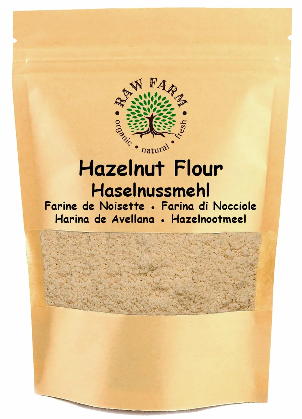 Raw Farm – Farine de Noisette 1 kg – 100% Noisettes Blanchies, Finement Moulue – Sans Gluten, Compatible Keto, Idéale pour Pâtisserie et Cuisine