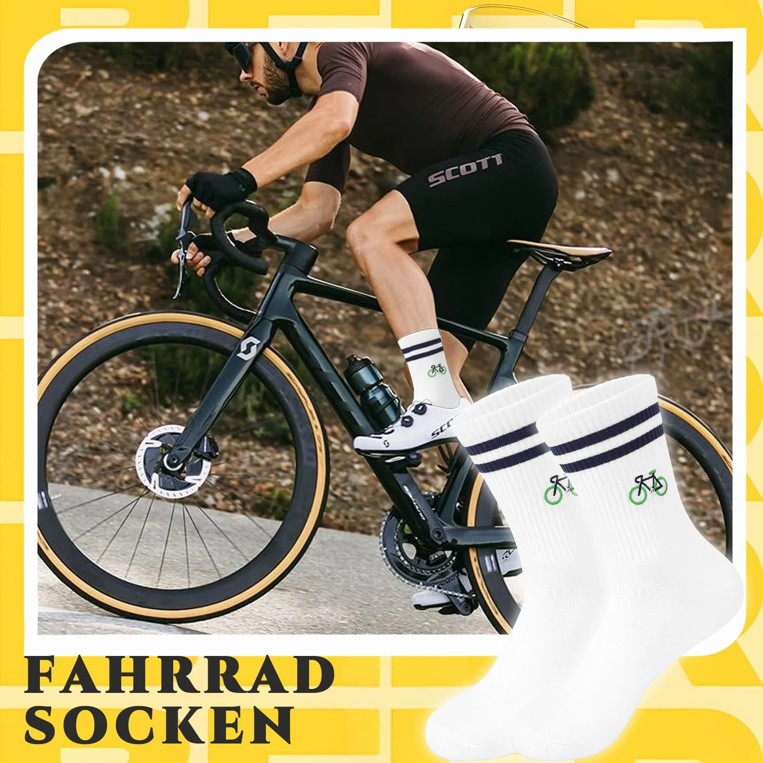 Chaussettes de Vélo Amusantes Motif Cycliste - Chaussettes de Tennis Vélo