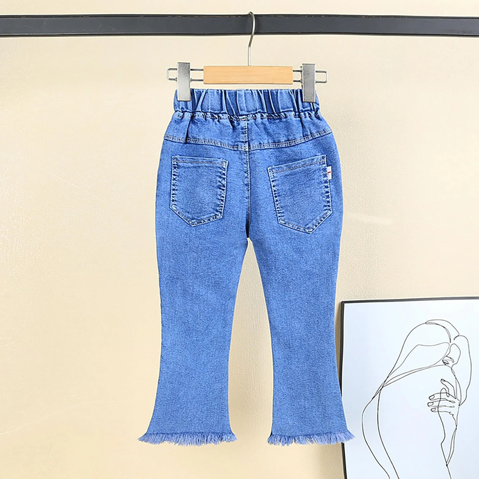 Pantalon en Jean évasé pour Filles Coupe Bootcut Stretch Confortable