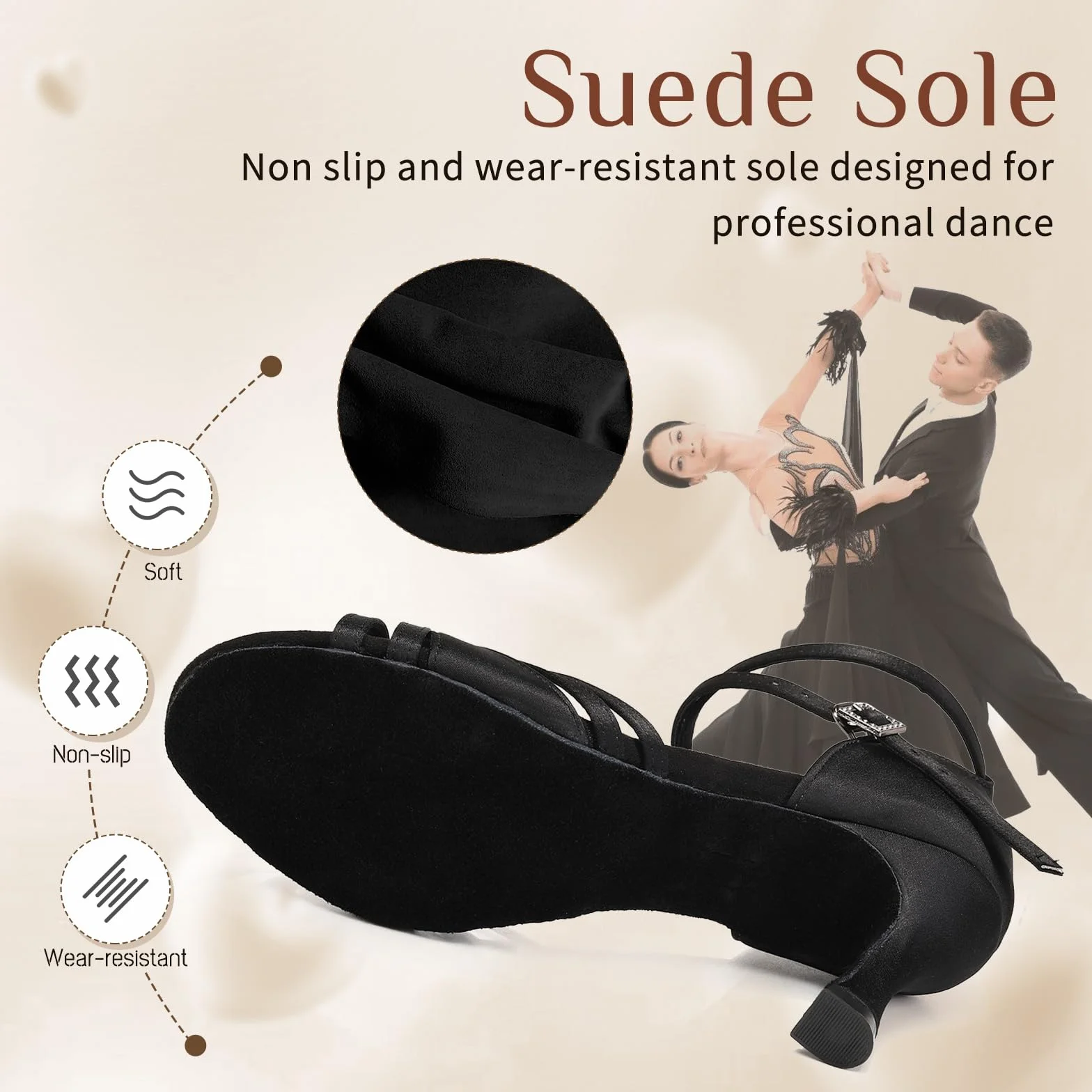 Chaussures Danse Femme Satin Bout Ouvert Talon 7.5cm Modèle L3049 Salsa Bachata