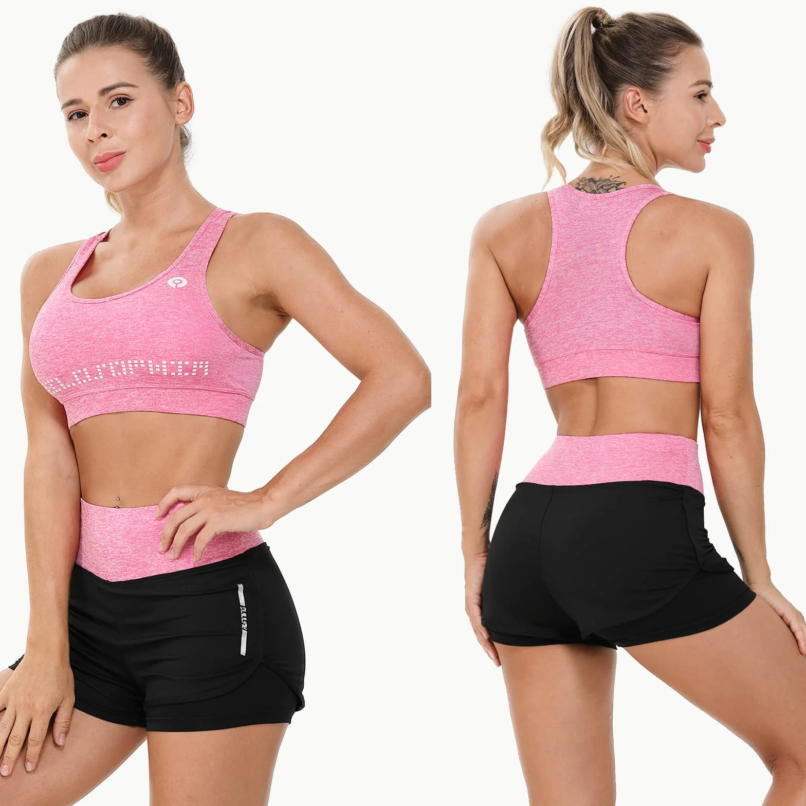 JULY'S SONG Ensemble de Sport 5 Pièces Yoga Femme Gym Running Vêtements Fitness Séchage Rapide