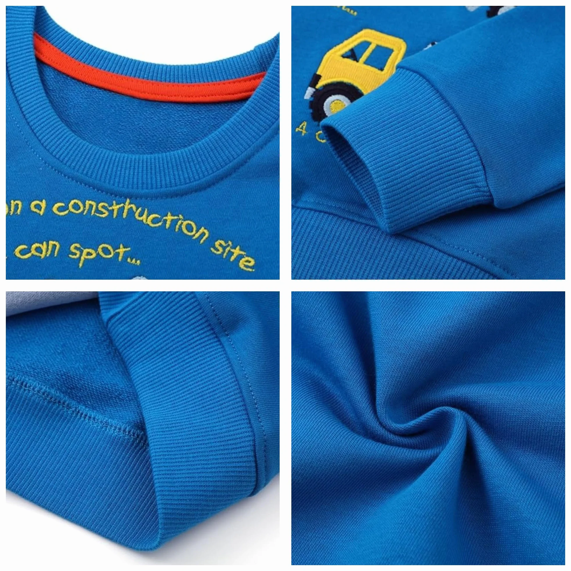 Sweatshirt Garçon Imprimé Dinosaure Excavateur Coton Col Rond 2-7 Ans