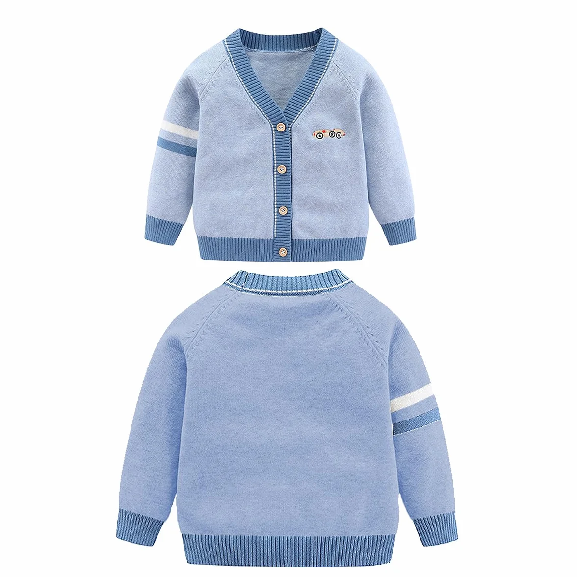 Tout-Petits Garçons Cardigan Pull en Coton à Col en V Veste à Manches Longues Automne Hiver