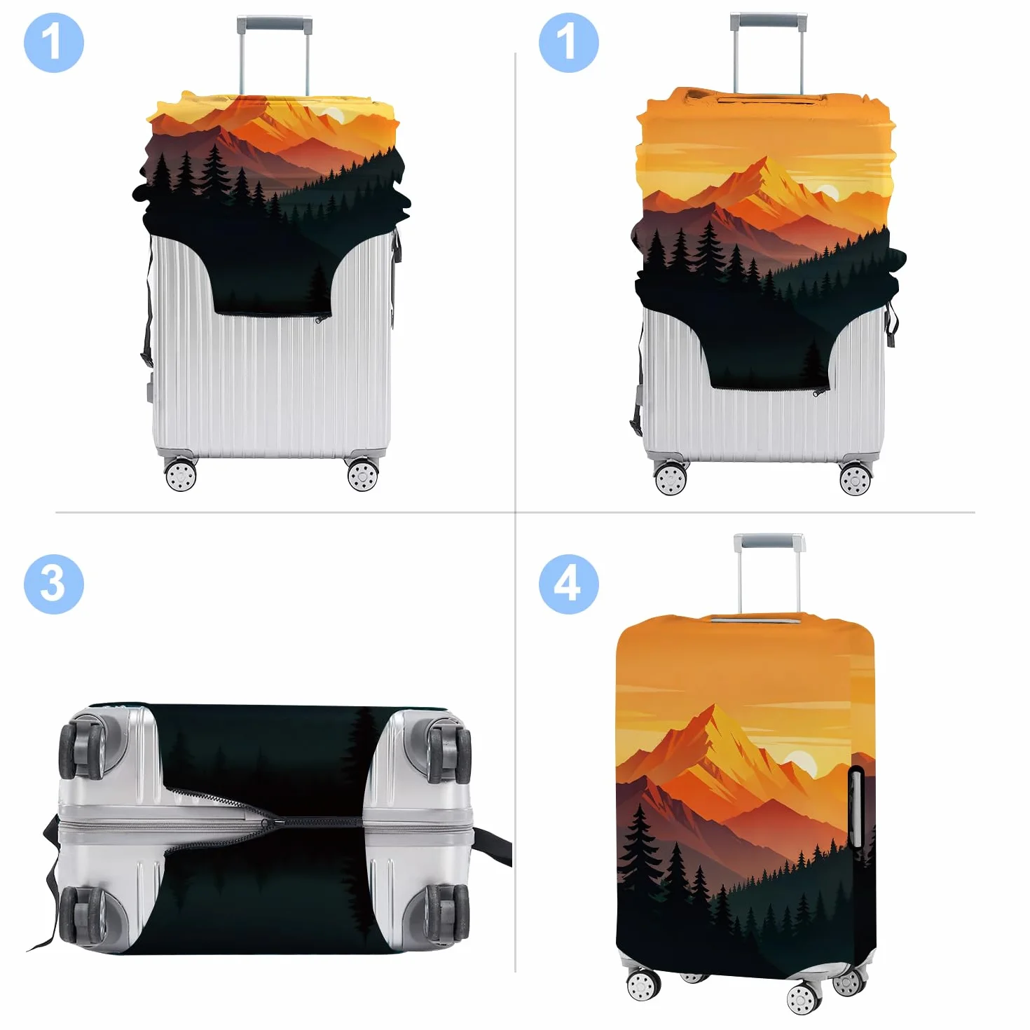 CRYSLOVE Housse de Valise Élastique 20-34 Pouces Protection Bagage Lavable Réutilisable Universelle Voyage