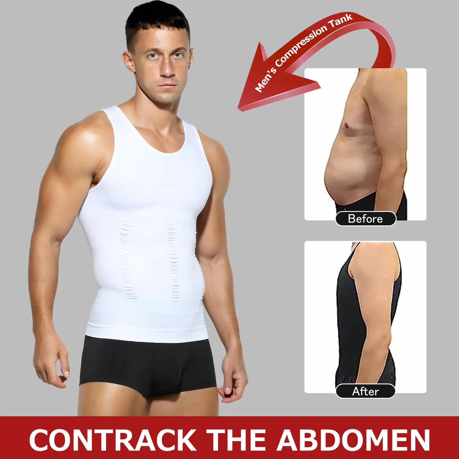 Casey Kevin T-Shirt de Compression Homme - Haut de Compression Respirant & Gainant - Débardeur pour Sport