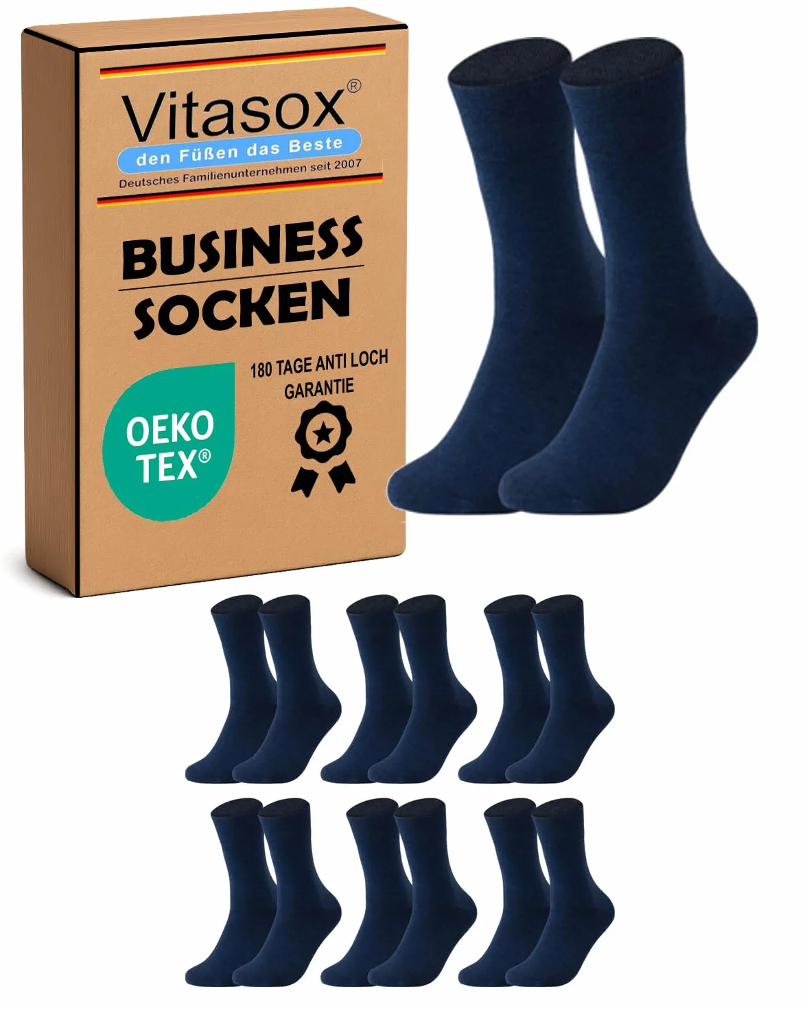 Chaussettes business coton homme sans élastique sans couture unies 6 ou 12 paires