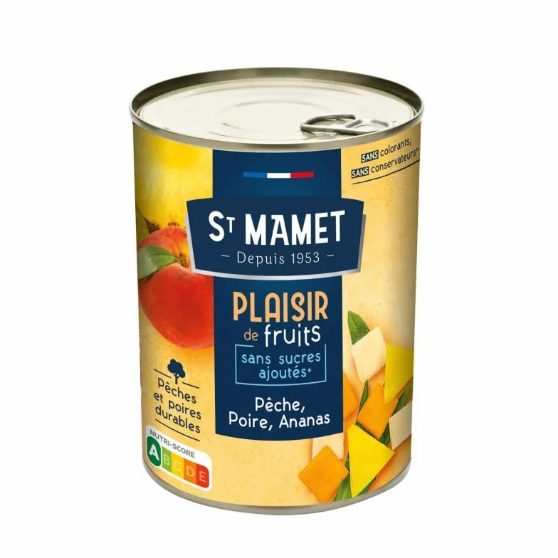 ST MAMET - Plaisir De Fruits Ssa Peche Poire Ananas 1/2 412G - Lot De 4 - Vendu Par Lot