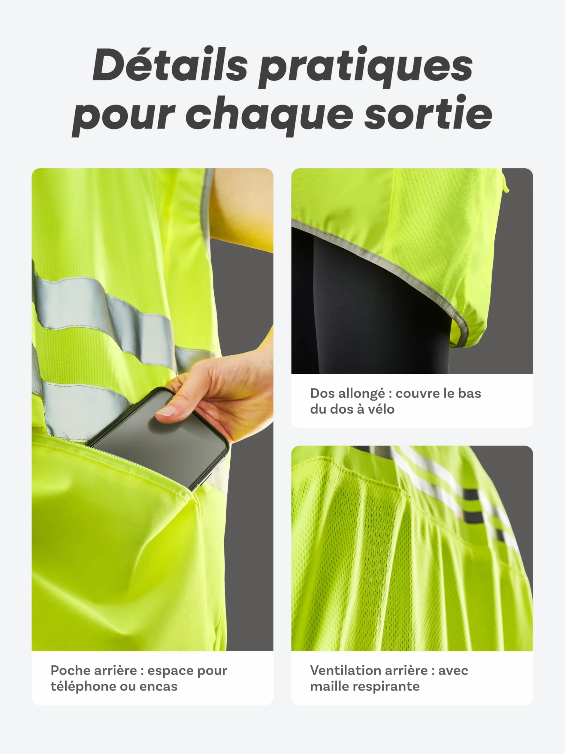 Veste Cyclisme Réfléchissante Hommes Femmes Jaune Fluo Haute Visibilité Respirant Mesh