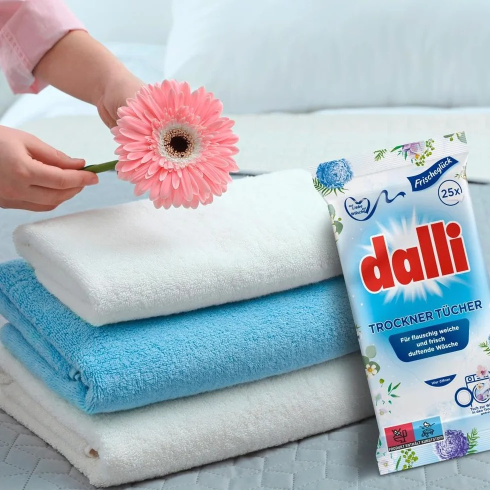 5 x 25 Dalli Sèche-linge, lingettes, sèche linge Chiffon humide avec Adoucissant