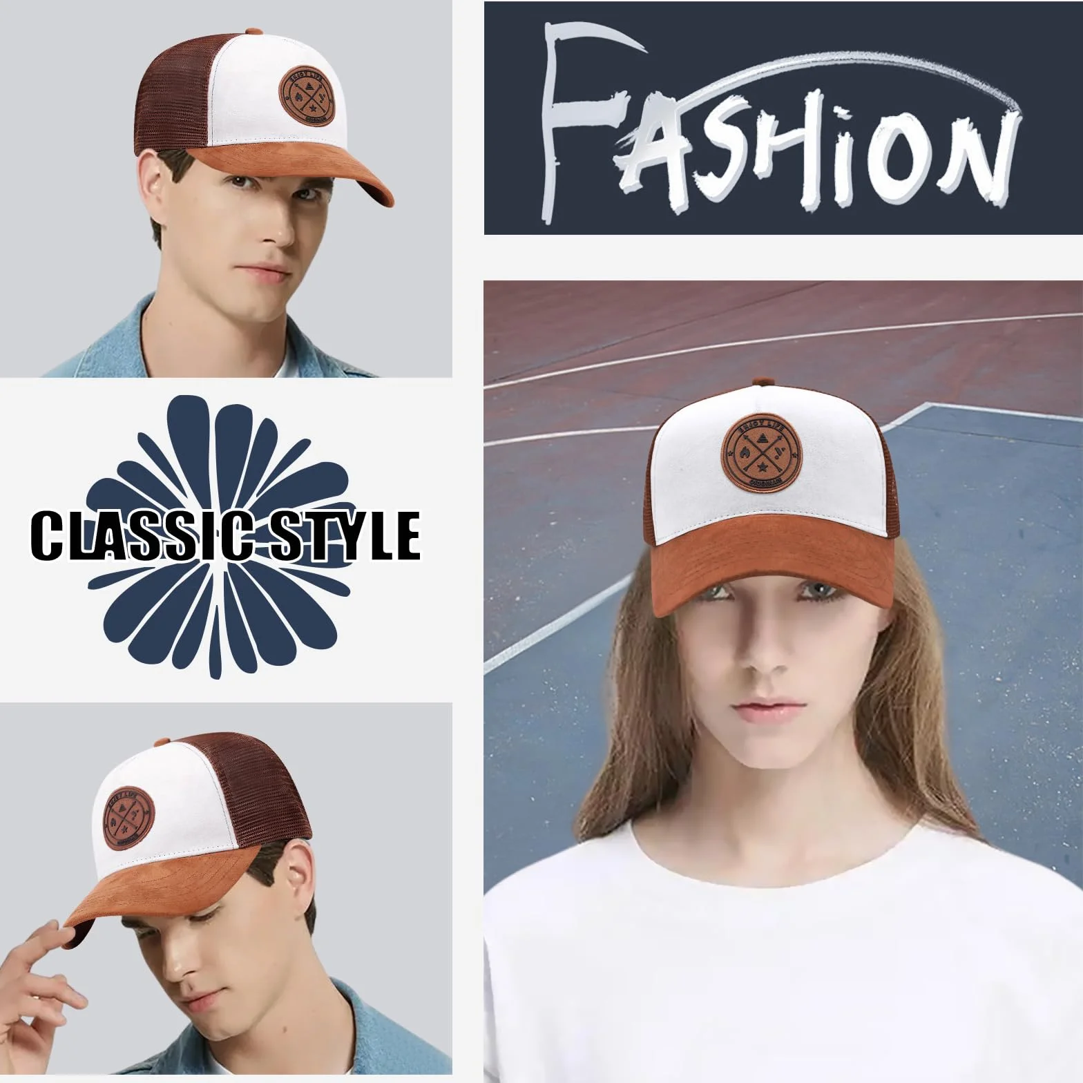 Casquette de Baseball Anti-UV Boucle en Metal Trucker Cap Broderie Maille