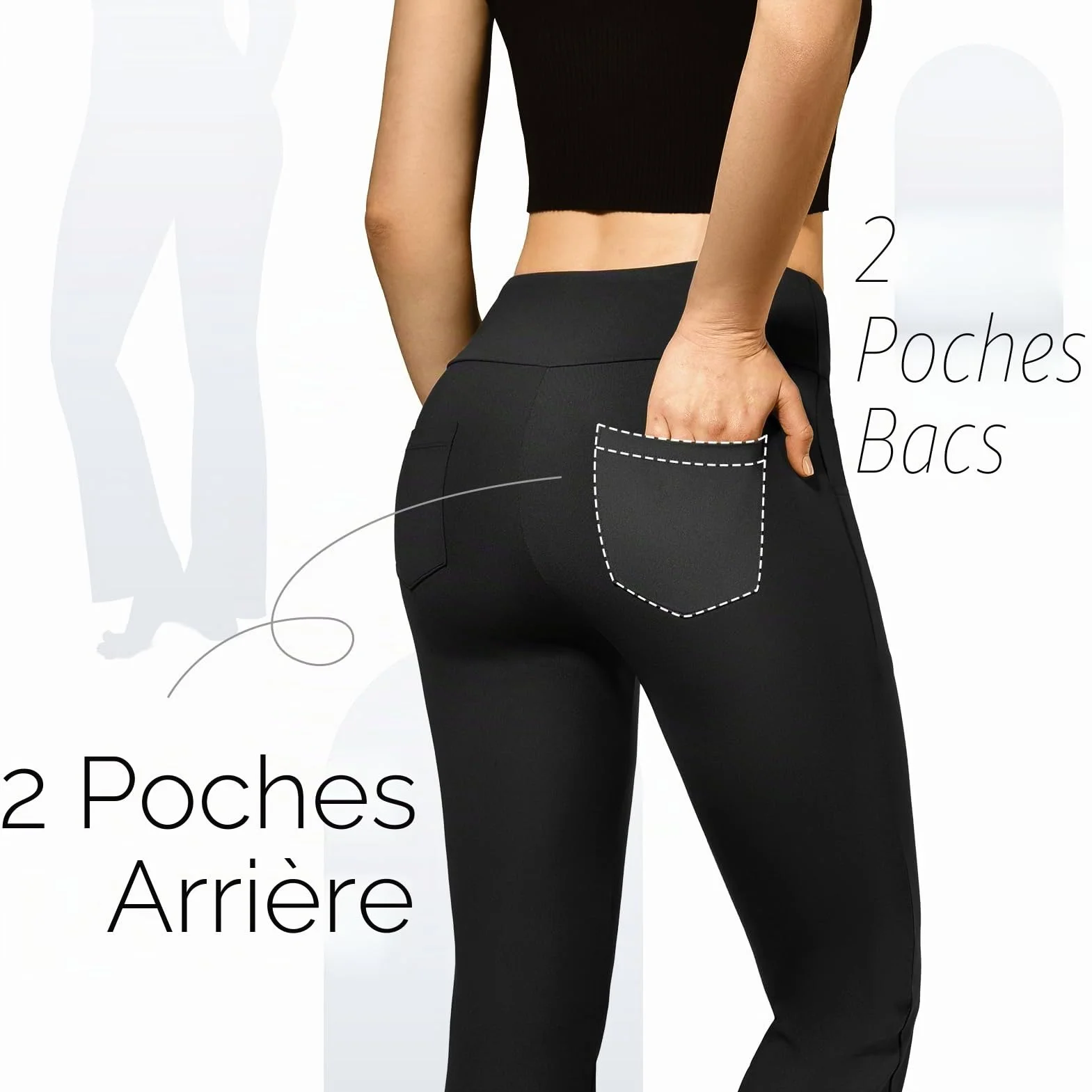 SINOPHANT Pantalon de Yoga Femme Taille Haute avec 4 Poches Opaque
