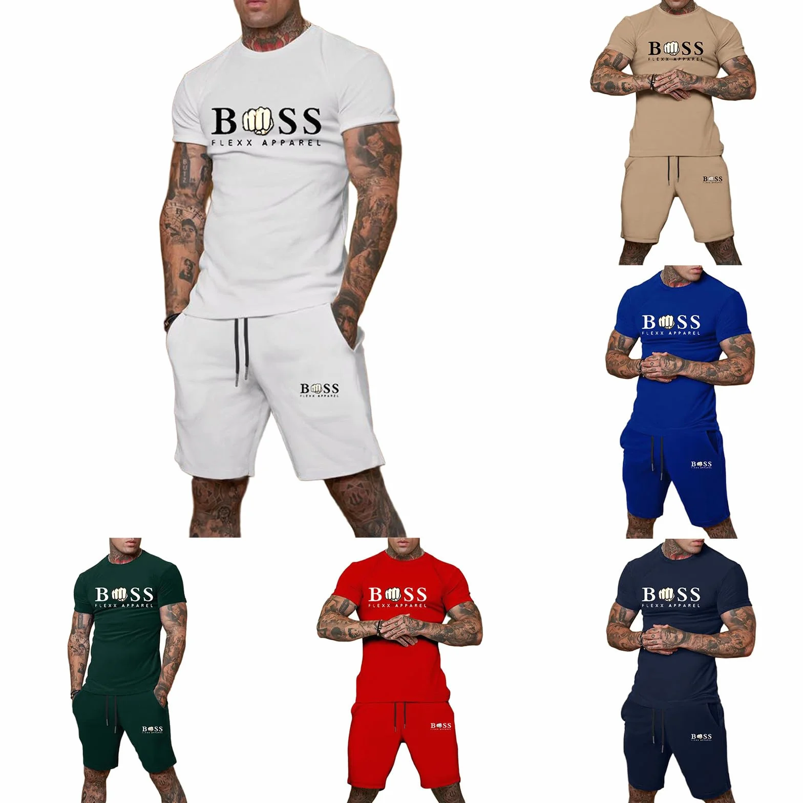 Ensemble Homme 2 Pièces Short Tee Shirt Manches Courtes Survêtement Été