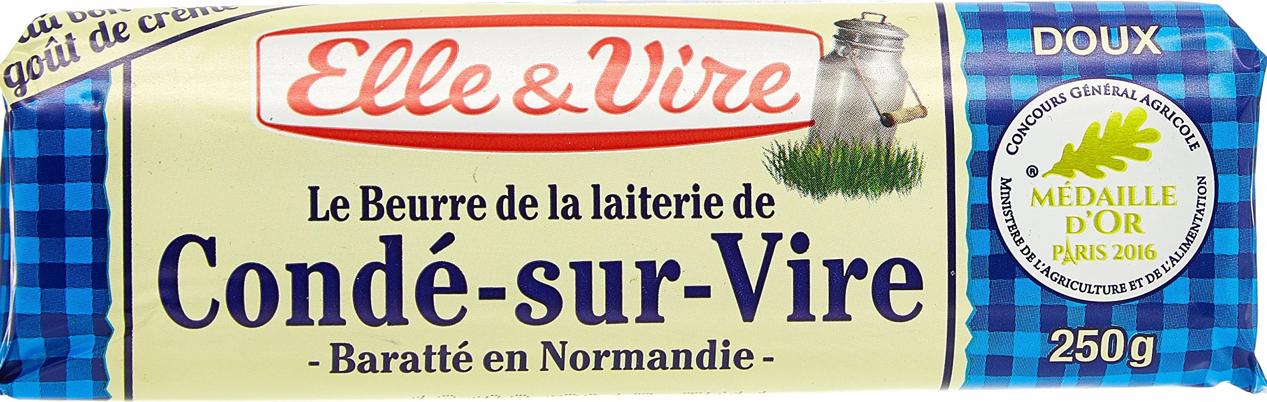 Elle & Vire Beurre de Condé sur Vire Doux Rouleau 250 g