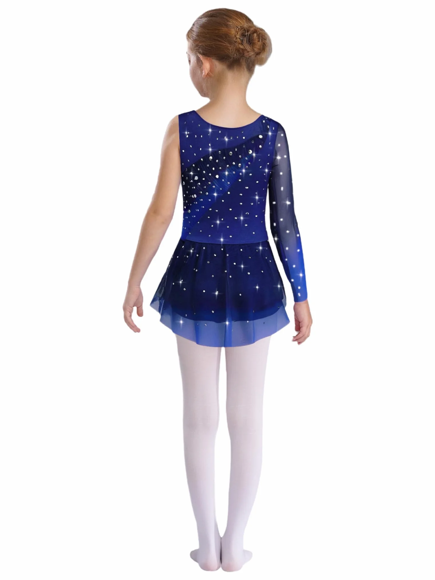 Asymétrique Une Epaule Robe Patinage Artistique Fille Manche Longue Strass