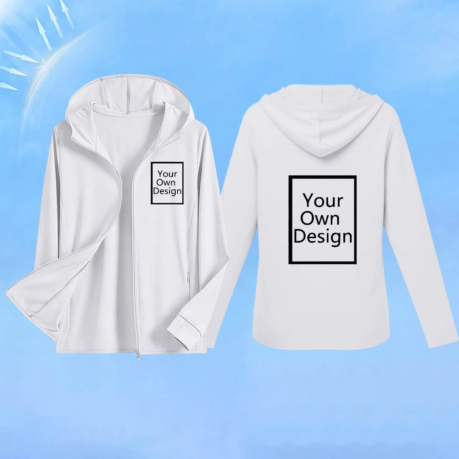 Sun Hoodie Femme UPF50+ Anti UV Protection Solaire avec Capuche Poches Zippé Manche Longue Légère