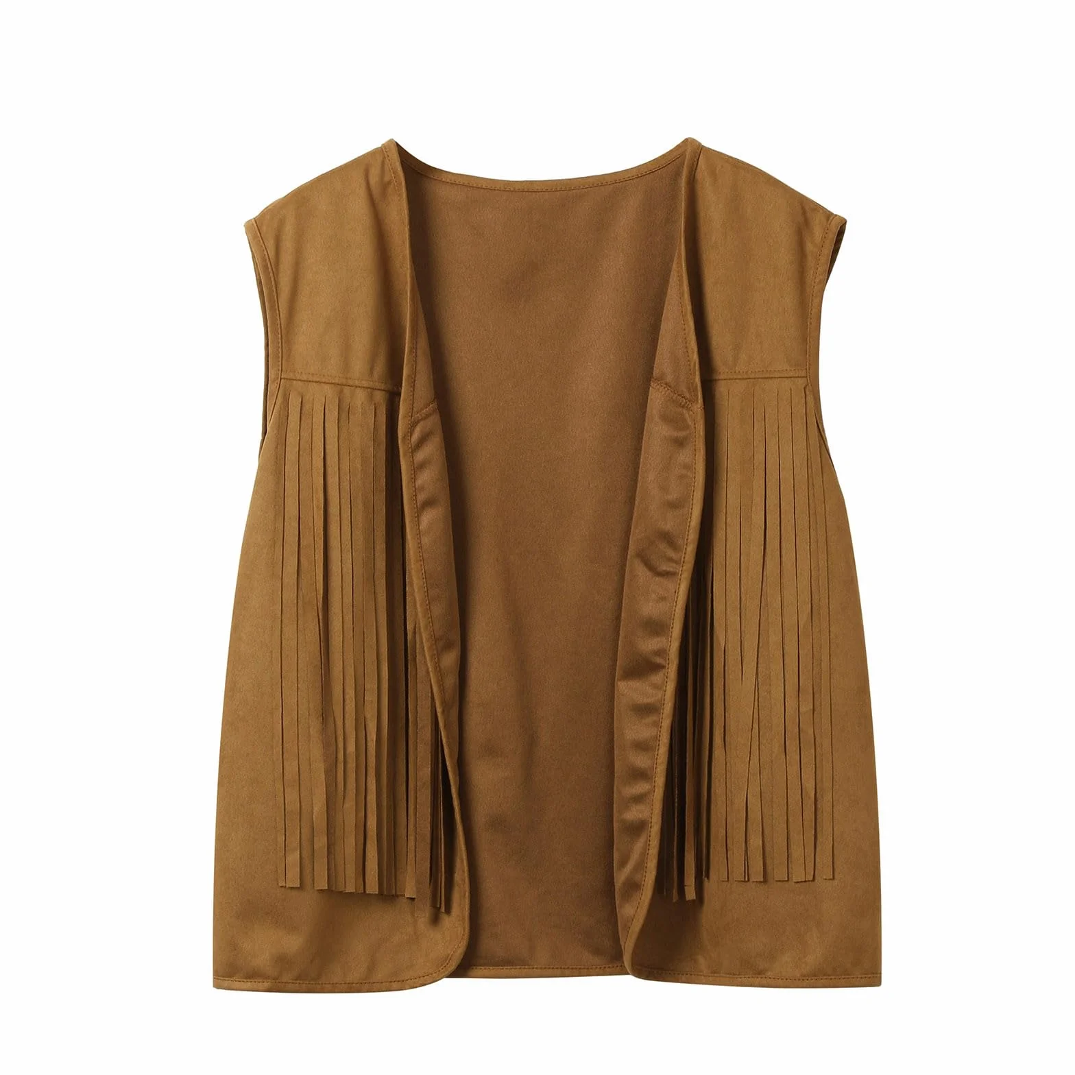 Gilet de cowboy sans manches en daim pour homme - Gilet à franges rétro bohème hippie - Costume de carnaval