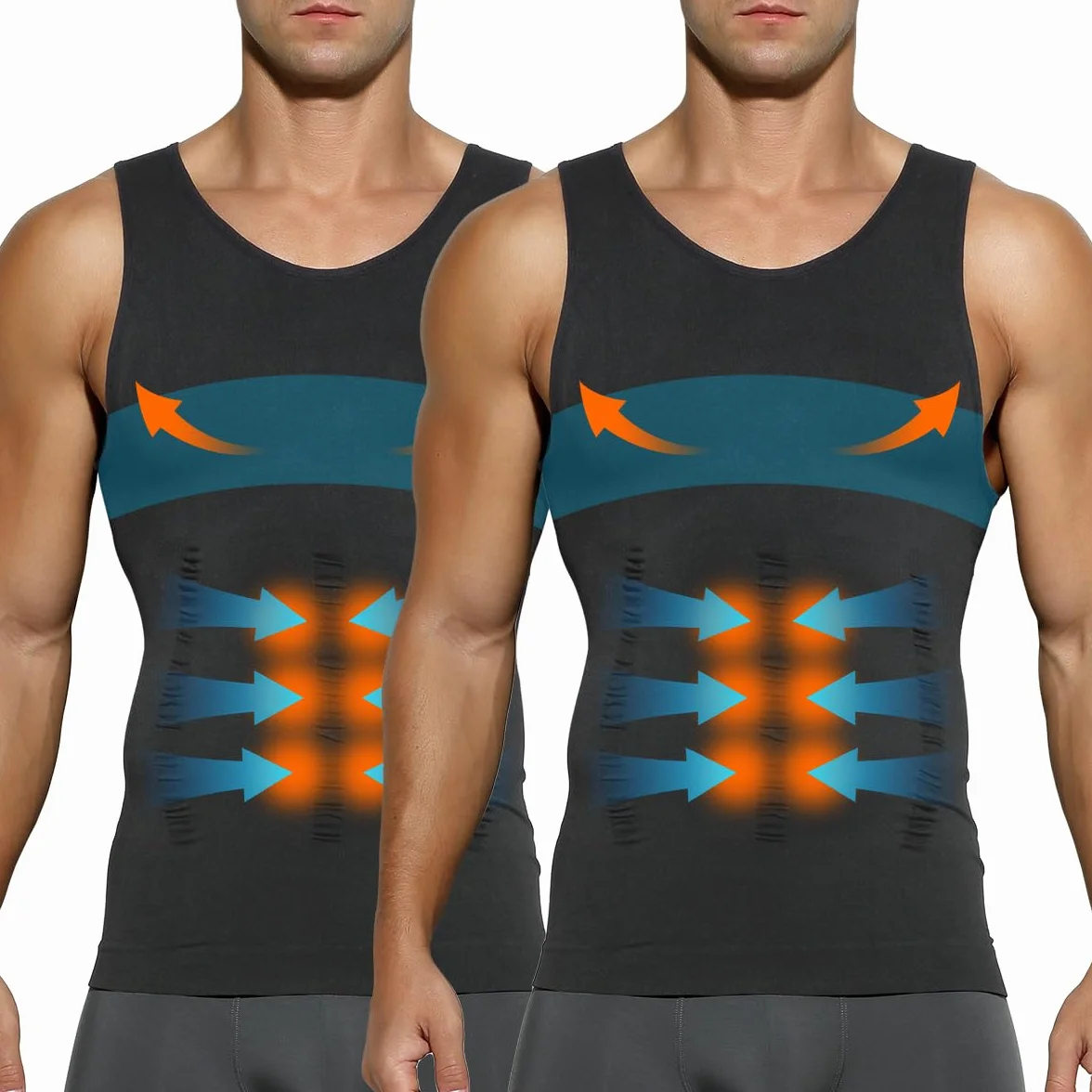 Casey Kevin Debardeur Compression Homme Lot de 2 Gaine Ventre Plat