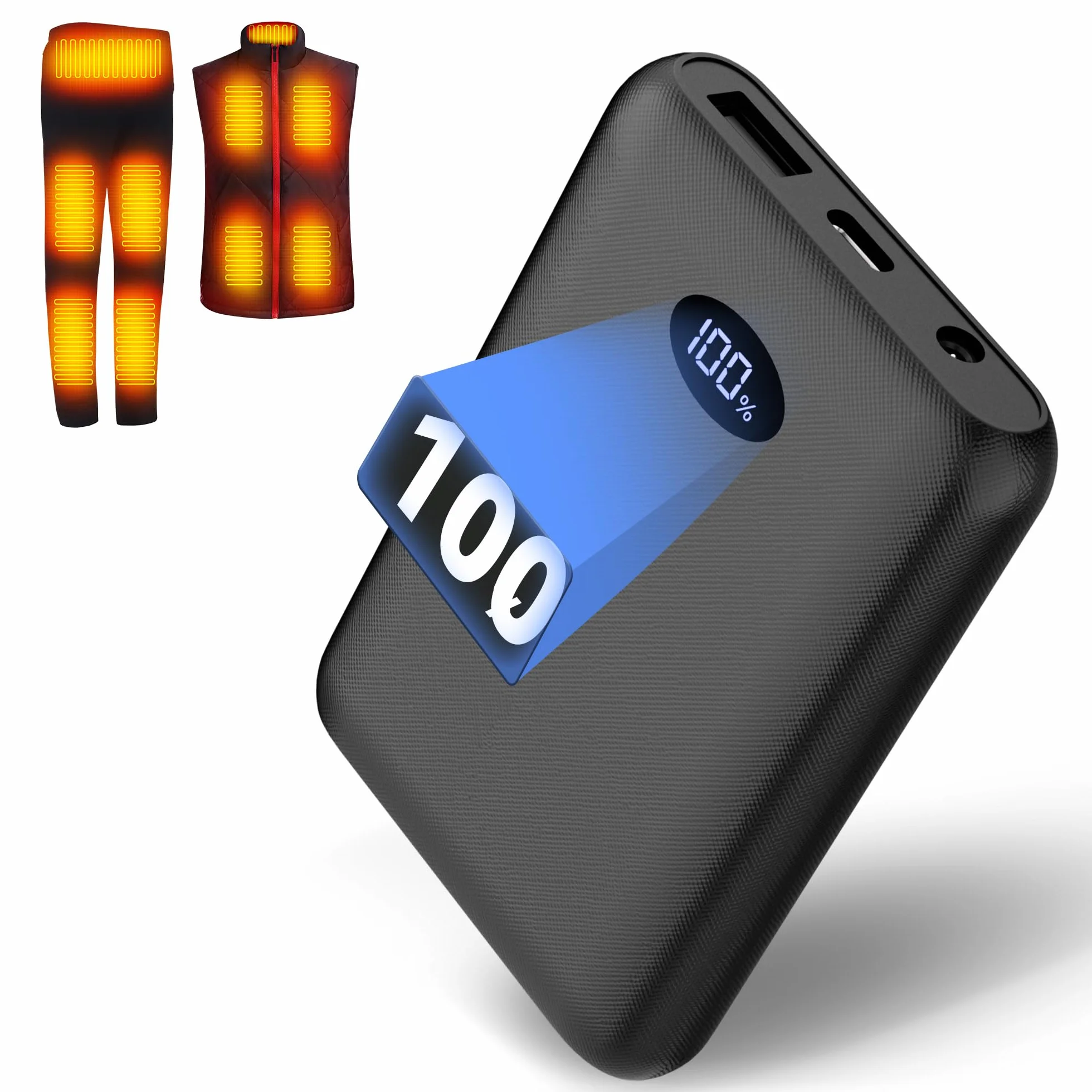Batterie externe 7,4 V 10 000 mAh pour vêtements chauffants rechargeable 5 V 3 A