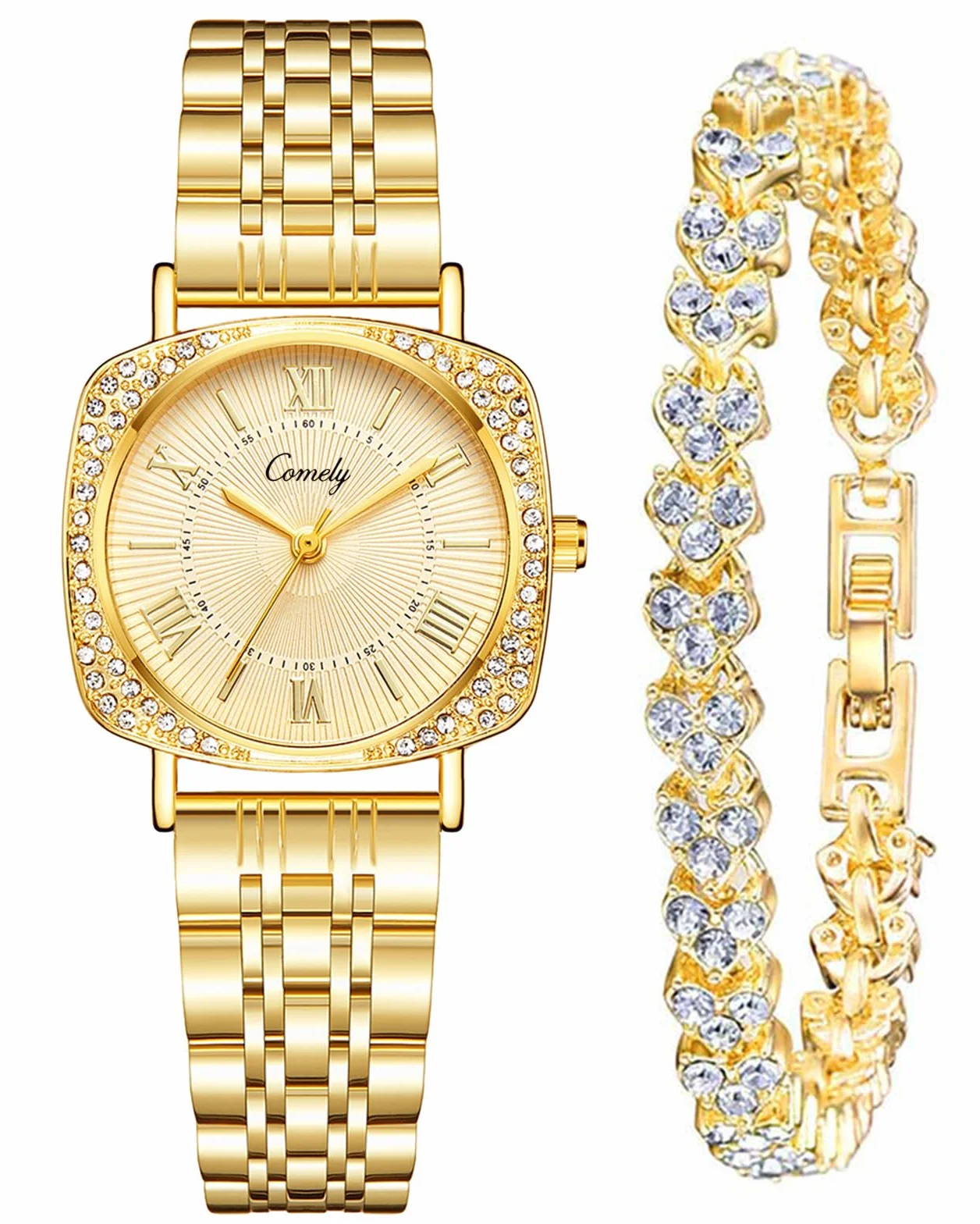CIVO Montre Femme Doré Argent Étanche Bracelet Acier Inoxydable Analogique Lumineux Calendrier Cadeau Dames