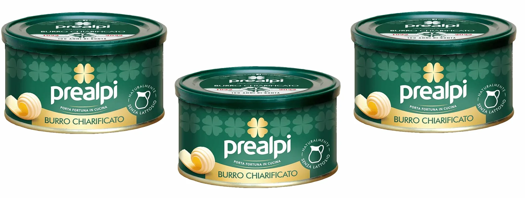 Prealpi Burro Chiarificato Lot de 3 boîtes de beurre clarifiées sans lactose pour l'excellence italienne de 250 g