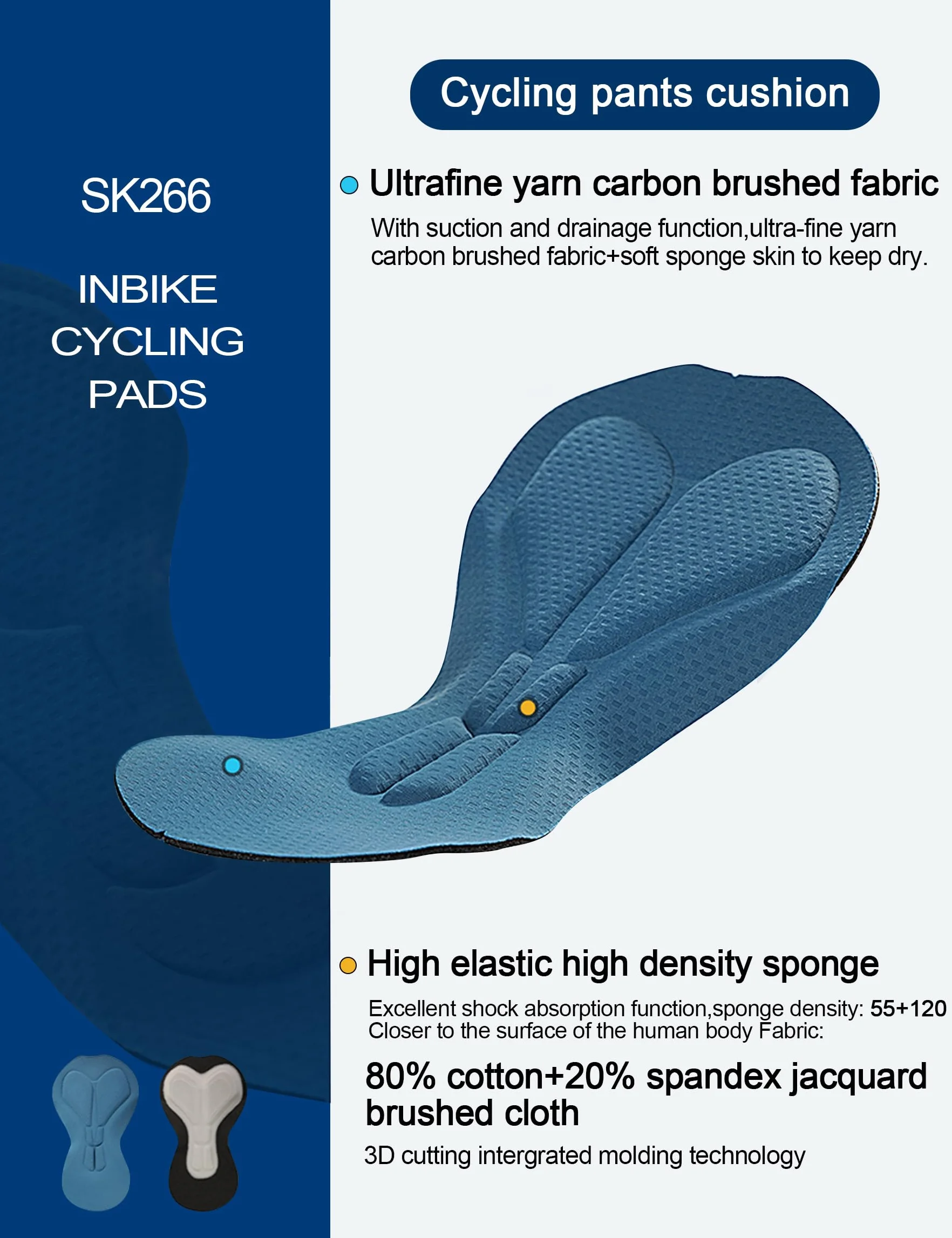 INBIKE Cuissards Vélo Homme Bretelle Impressions 3D Rembourré Ergonomique Bib Short Cyclisme VTT CX022