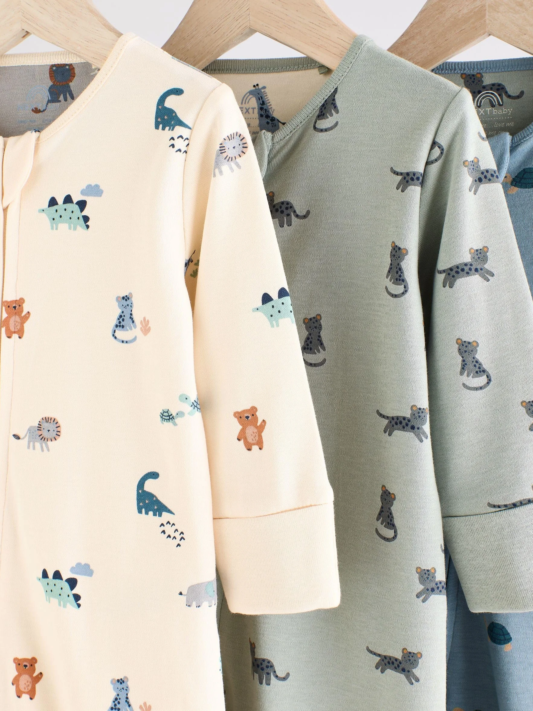 NEXT Bébé garçon Dors-Bien zippés imprimés bébé, Lot de 3
