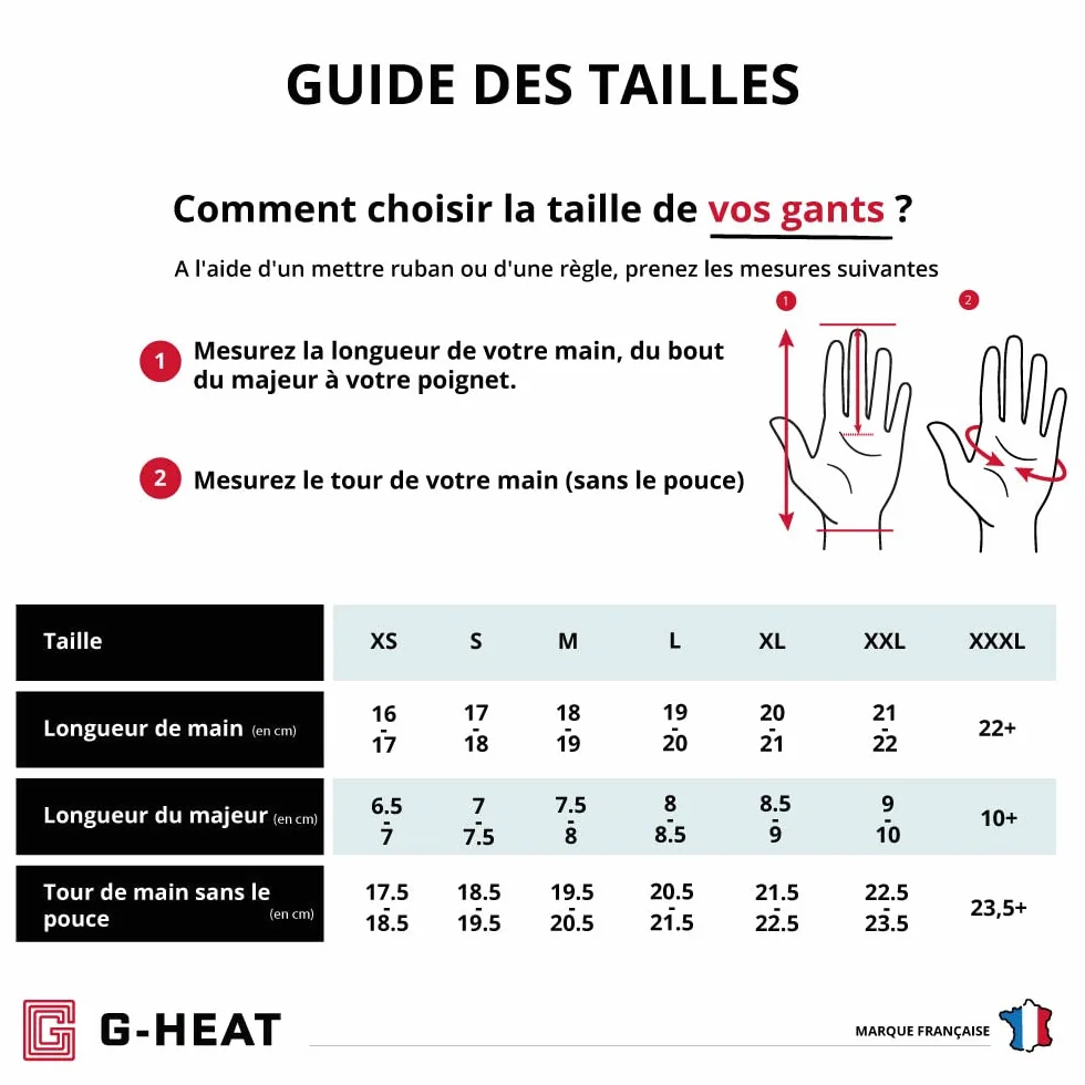 G-HEAT Gants Chauffants Confort+ Mixtes Tactiles Déperlants Anti-dérapant avec Batteries et Câble de Recharge