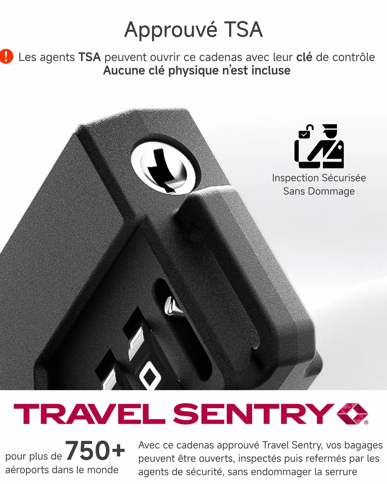 LUGGEX Cadenas Valise TSA Approuvé à Combinaison 3 Chiffres avec Câble Flexible pour Bagages, Noir, 4 pièces