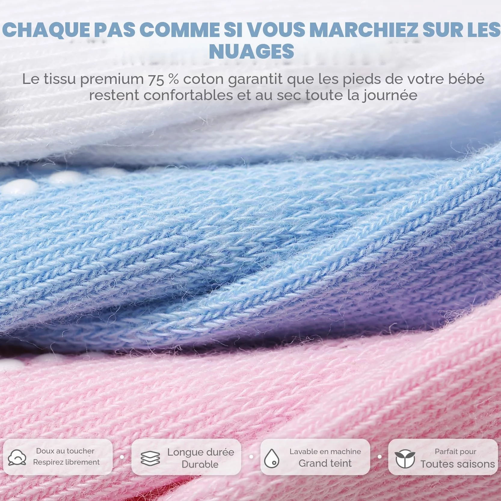 Chaussettes Anti-Dérapantes en Coton pour Bébés - 12 Paires