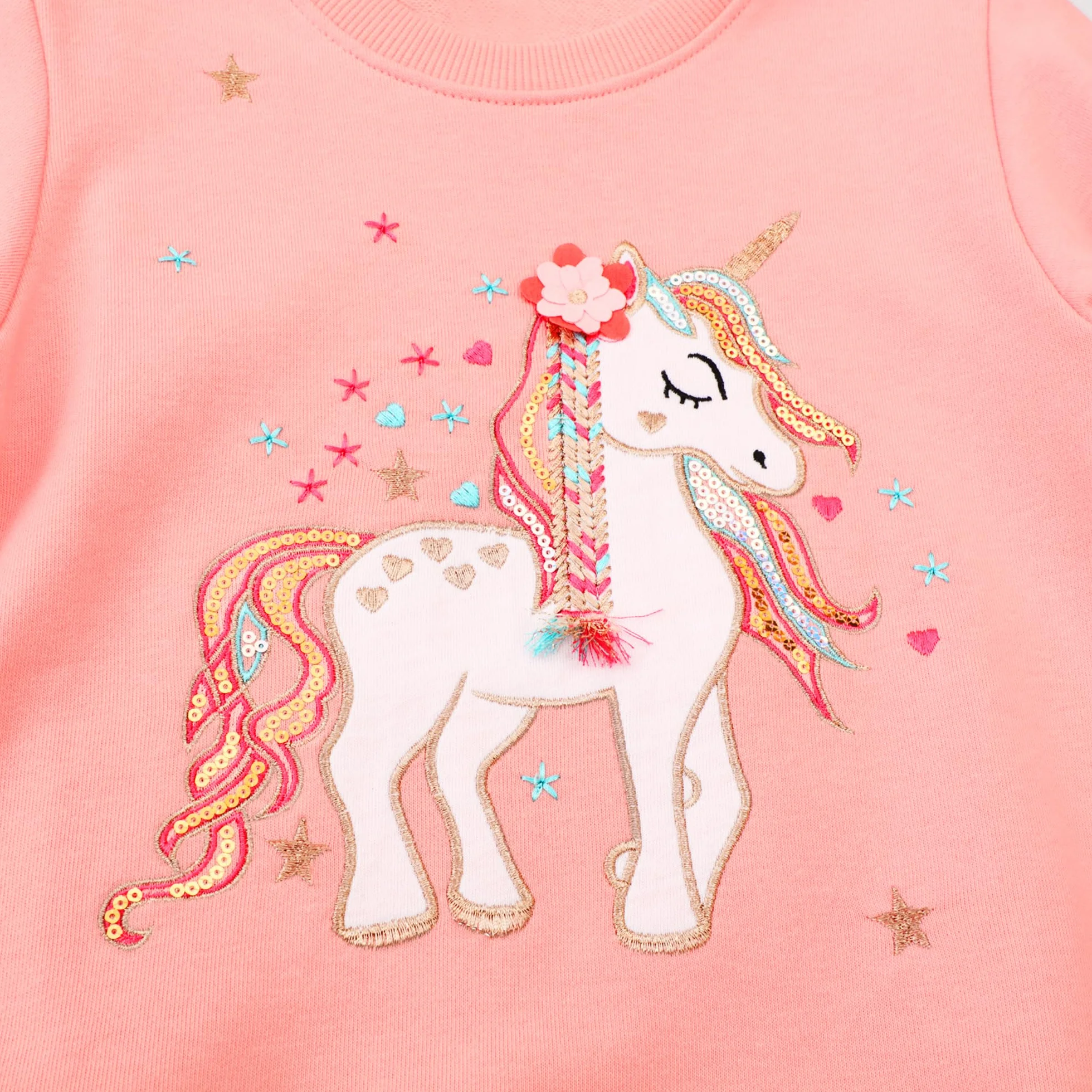 JinBei Sweat-Shirt Fille Pull Manches Longues Coton Hiver Automne Printemps Haut 2-7 Ans
