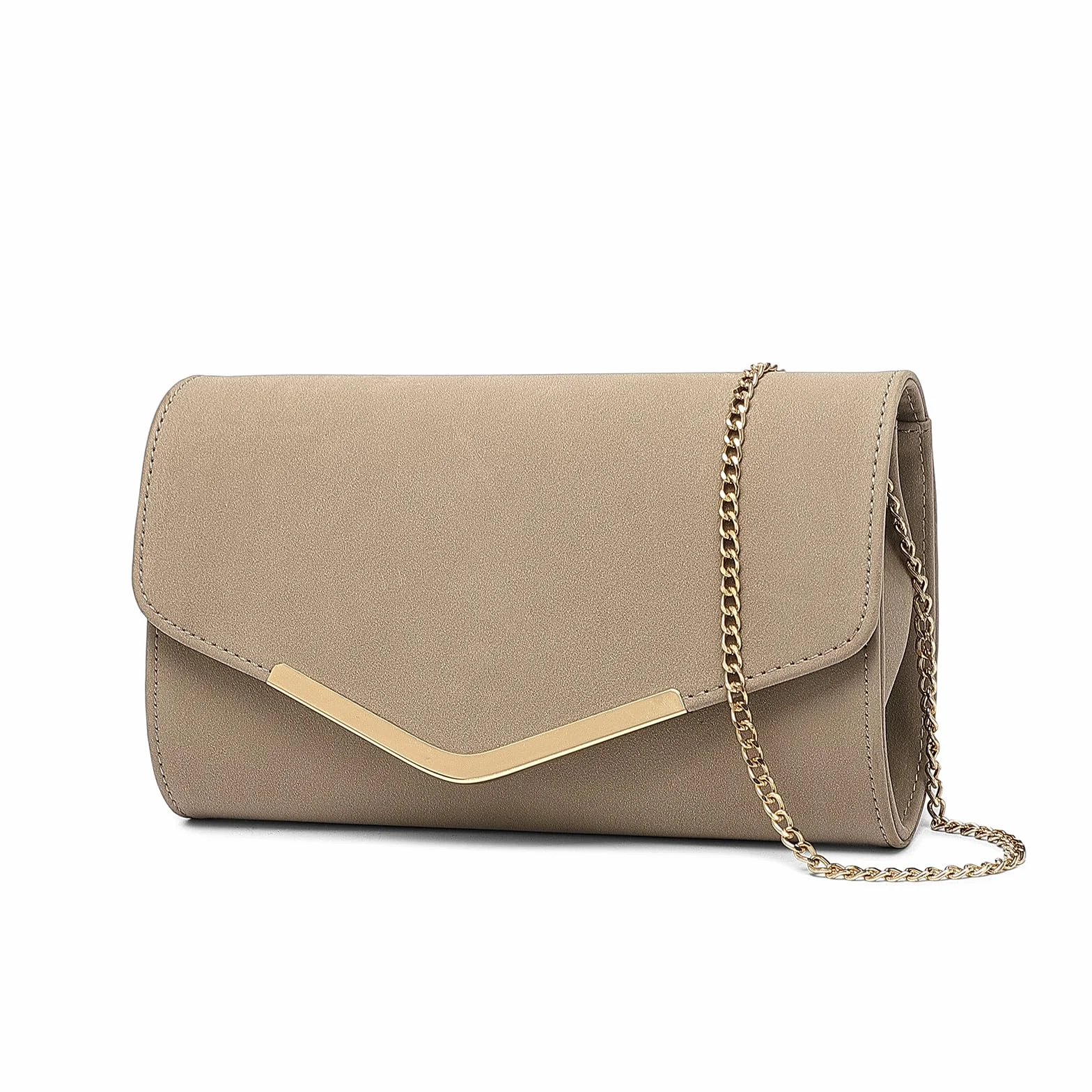 Miss Lulu Pochette Femme en Daim avec Chaîne - Mini Sac à Main de Soirée pour Mariage