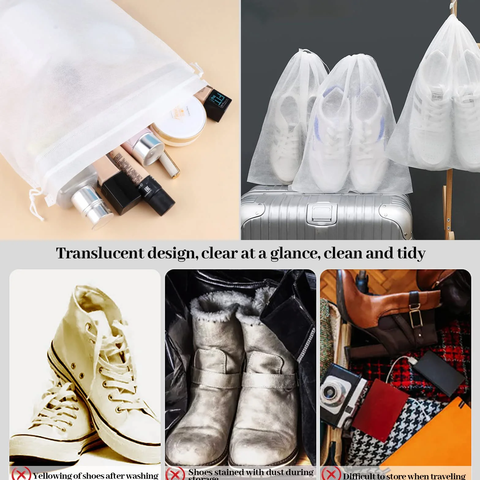 Sac à Chaussures de Voyage 25pcs Housse Anti-Poussière Imperméable Rangement