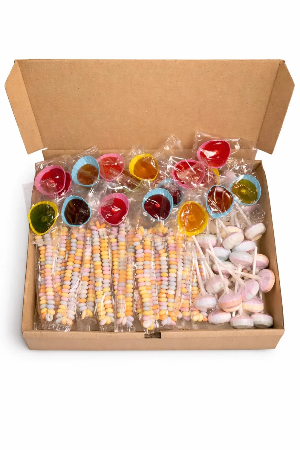 Assortiment de confiseries rétro - Box à bonbons rétro - 20 bonbons colliers - 20 bonbons roudoudous - 20 sucettes lollies - 60pièces