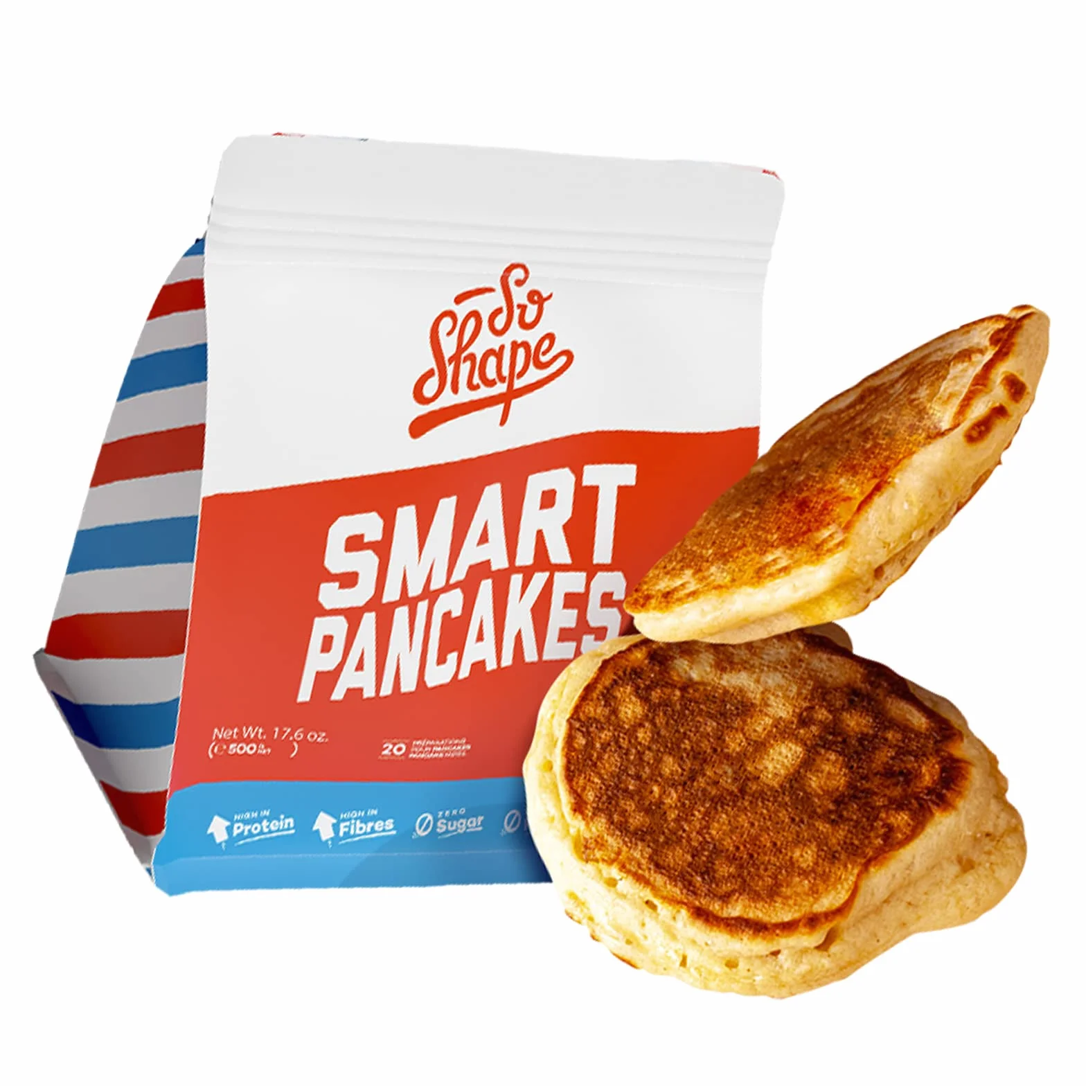 So Shape, Mix Pancakes, 10g de protéines et 0g de sucre par portion, Sachet de 500g (20 Pancakes)