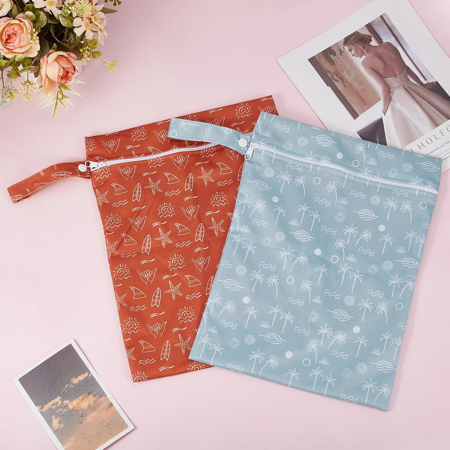 Sac Étanche pour Maillot de Bain Sac Sec et Humide Lavable Voyage Vêtements Sales Pochette Rangement Plage Wetdry