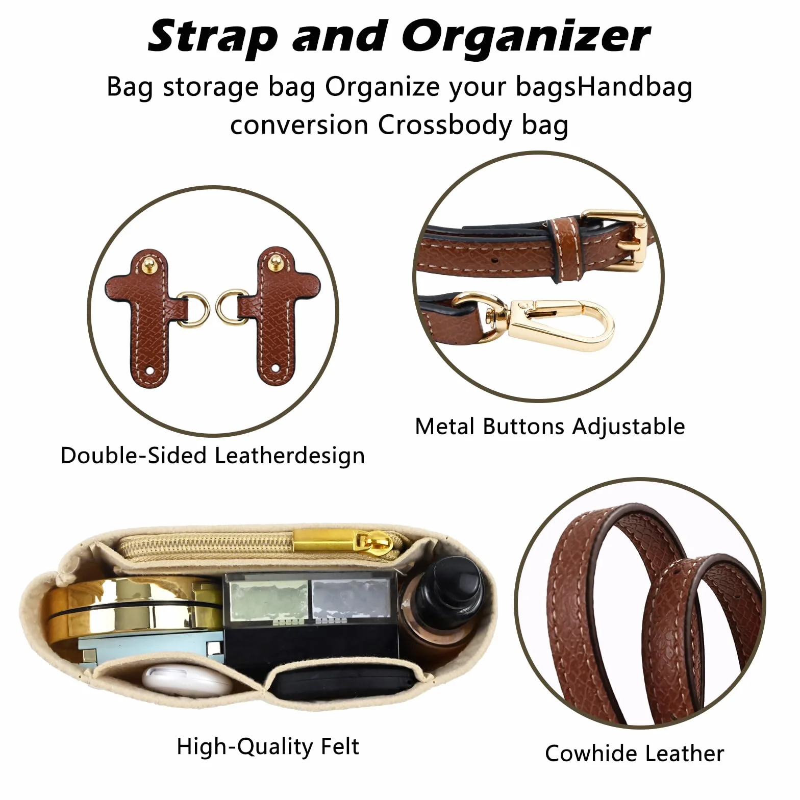 Bandoulière et Organisateur pour Sac Longchamp, Mini Organiseur de Sac à Main