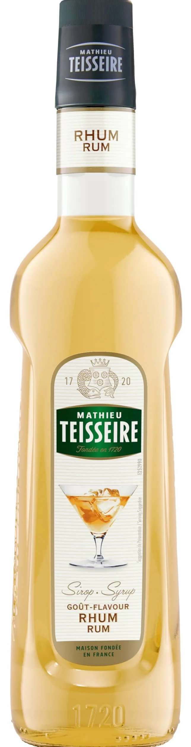 Sirop Goût Rhum Mathieu Teisseire, pour boissons, cocktails classiques avec ou sans alcool, bouteille de 70cl