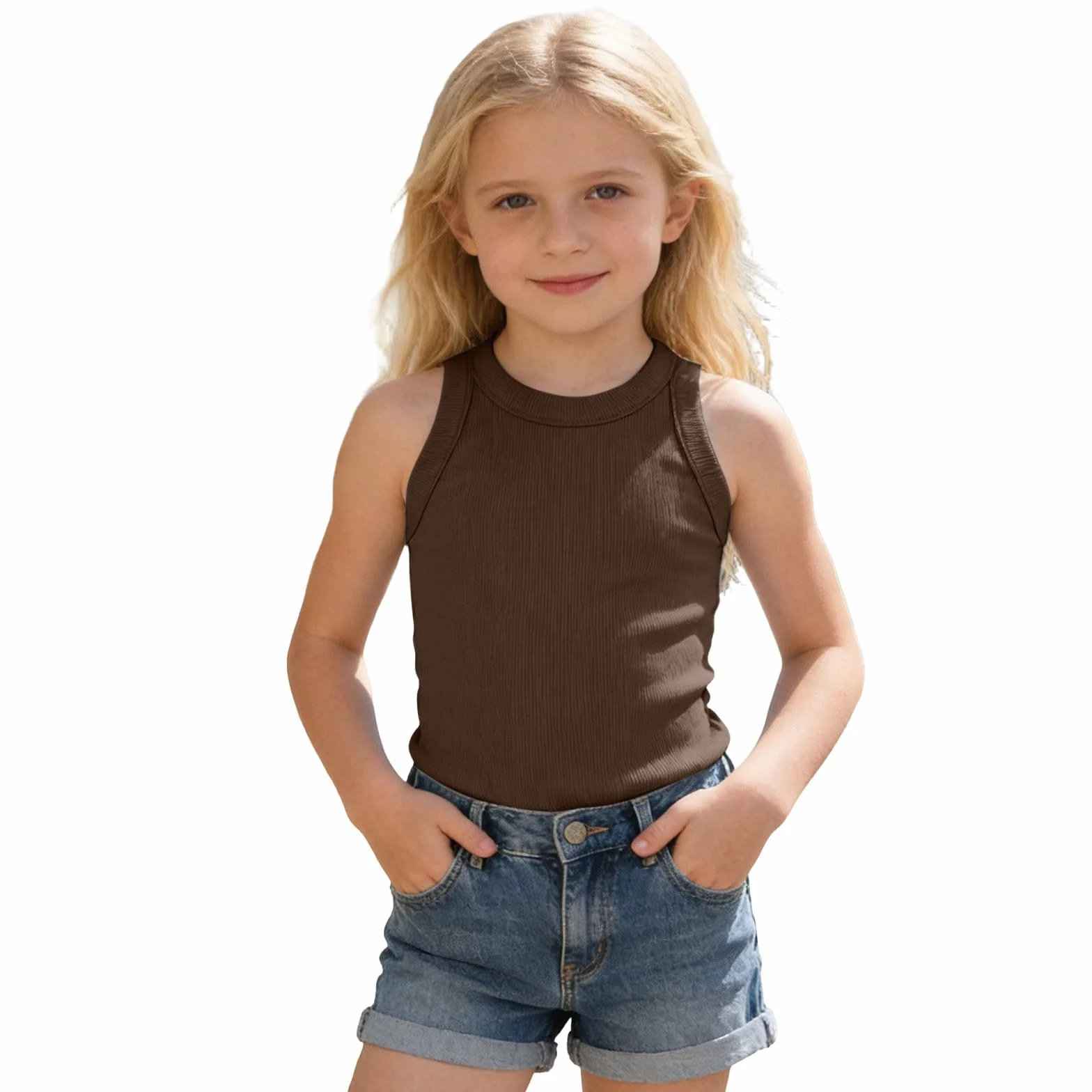 Débardeur élégant pour fille T-shirt classique haut décontracté enfants confortable