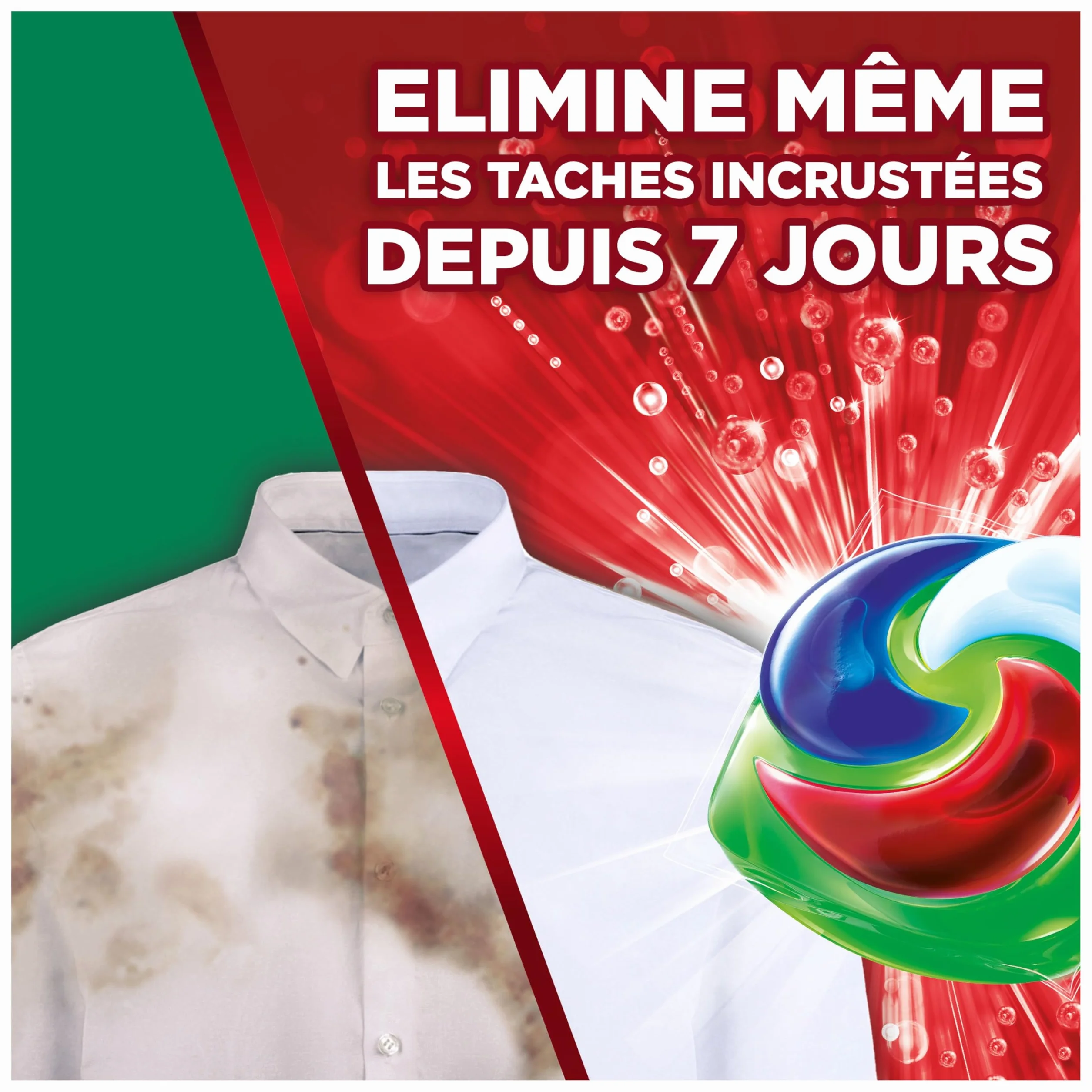 Ariel Pods 4en1 +Ultra Détachant, Lessive en Capsules, 60 Lavages (15x4), Élimine Même les Tâches Incrustées Depuis 7 Jours, Dissolution Rapide Même à Froid, Fabriqué en France