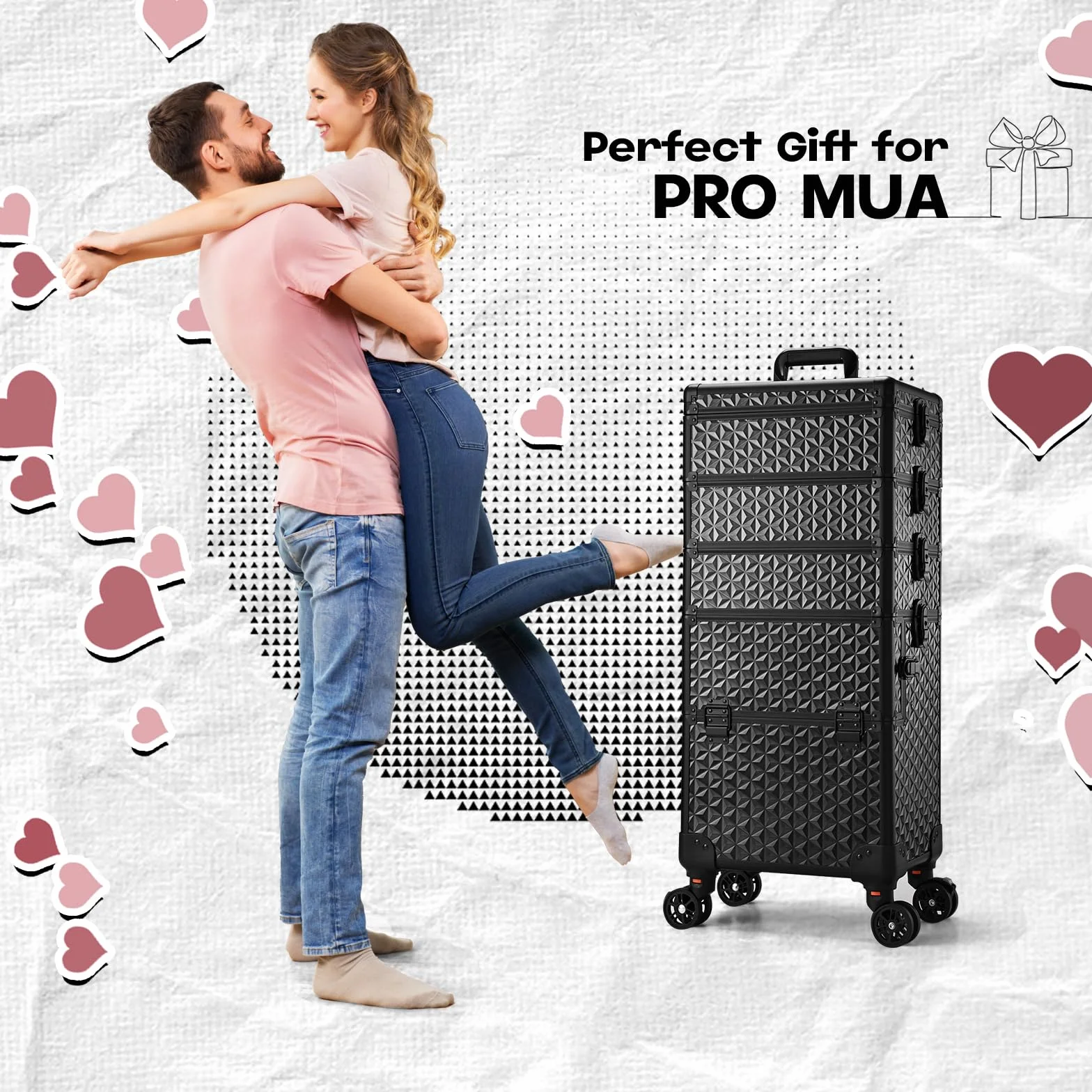 Valise Maquillage Professionnelle sur Roulettes en Aluminium Noir Clair