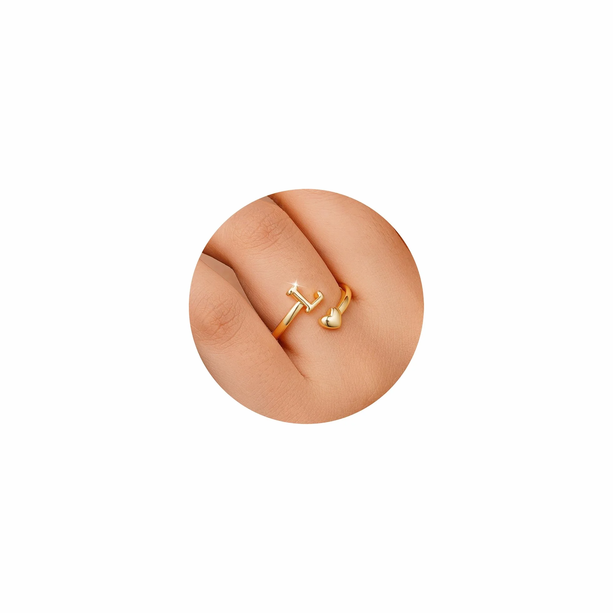 Bague en or plaqué 14 carats étanche motif cœur avec lettres empilable