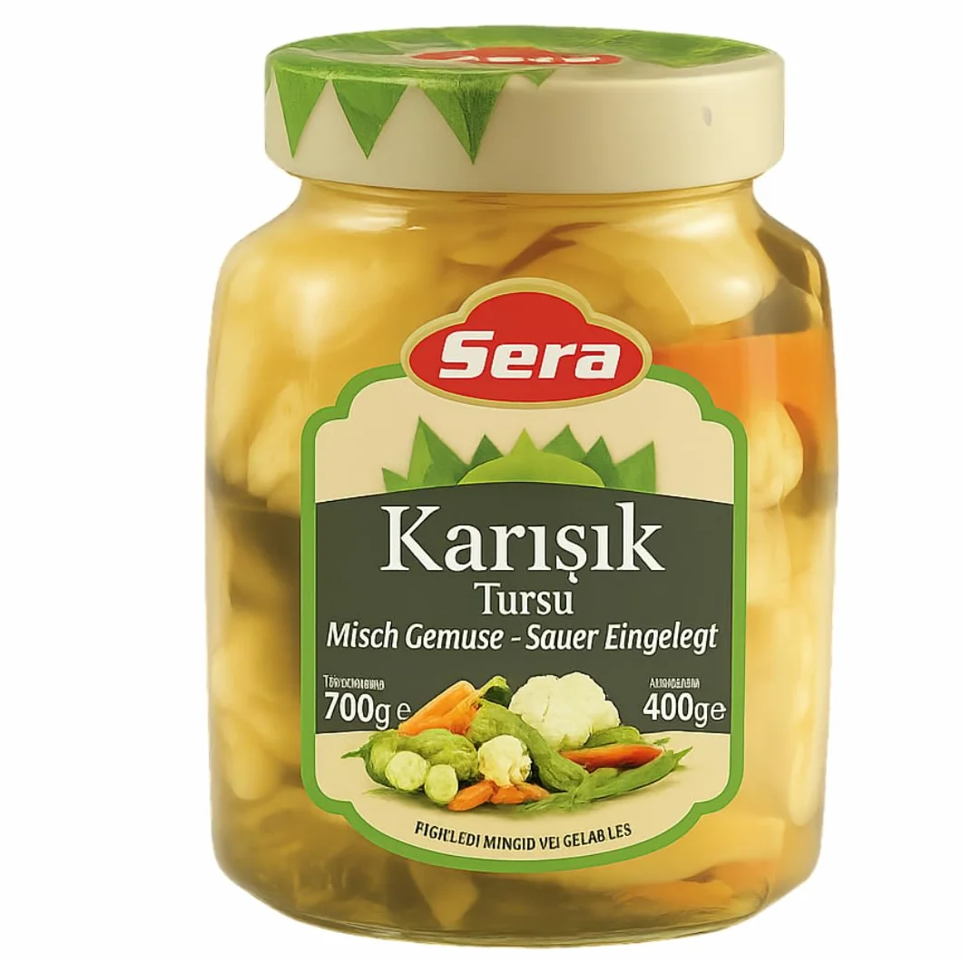 SERA Pickles Légumes Mixtes – 700 g | Turşu Maison Croquante avec Chou, Carotte, Concombre | Bocal en Verre, Saveur Traditionnelle