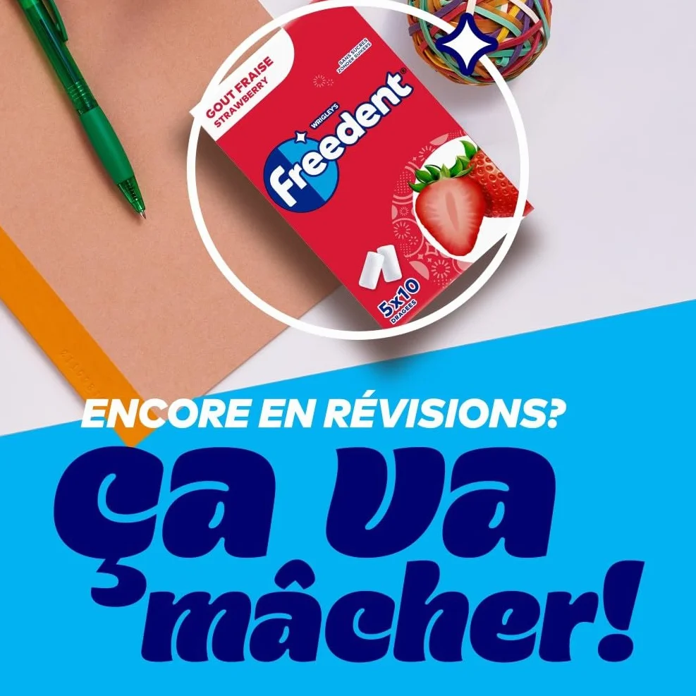 FREEDENT Chewing Gum Sans Sucre Goût Fraise 5 Paquets 70g