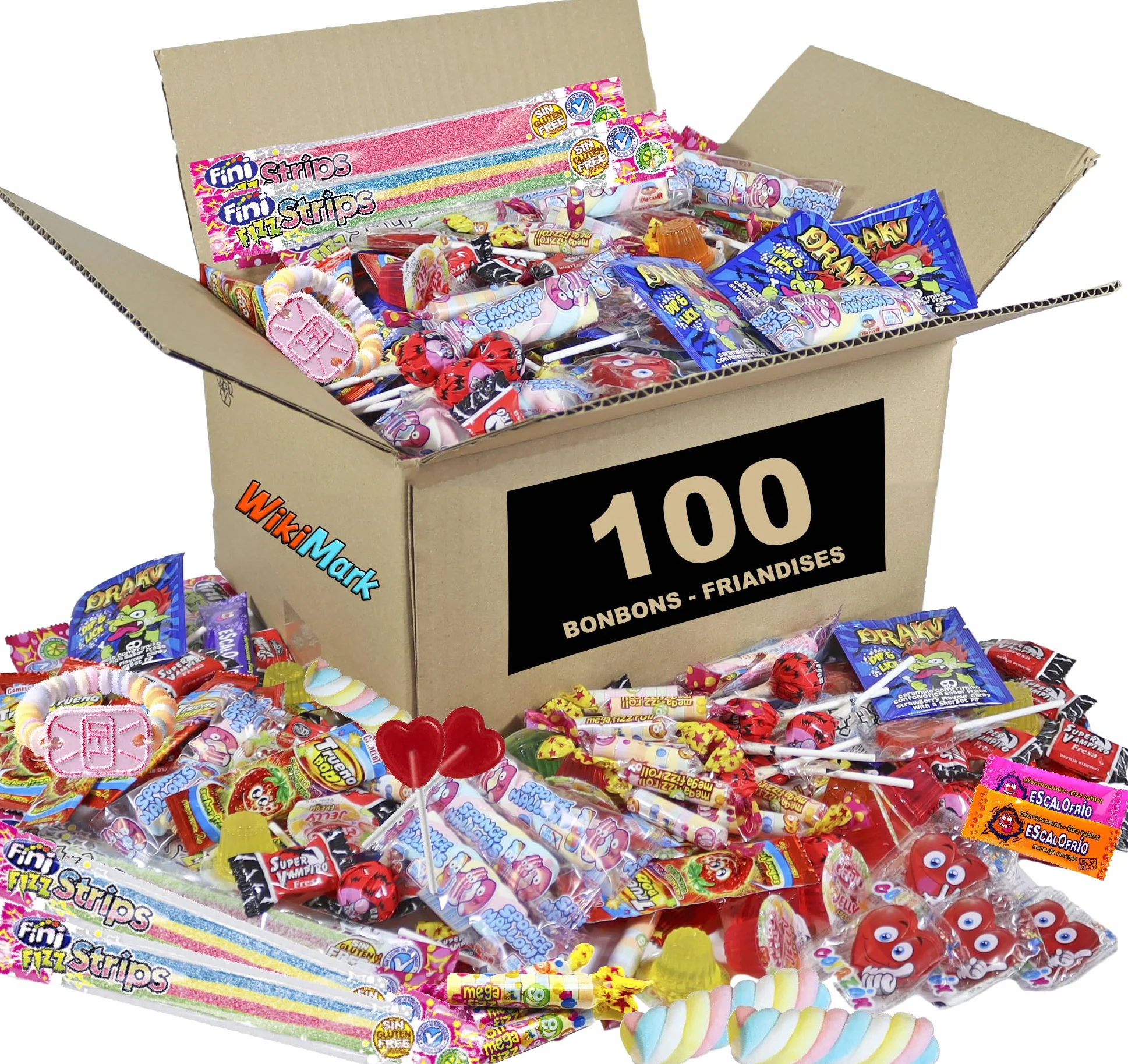 100 bonbons, friandises et bonbons remplis de piñata sans allergènes WikiMark - Pour remplir les sacs d'anniversaire, de fête, de Noël et d'Halloween. Sans gluten et sans lait.