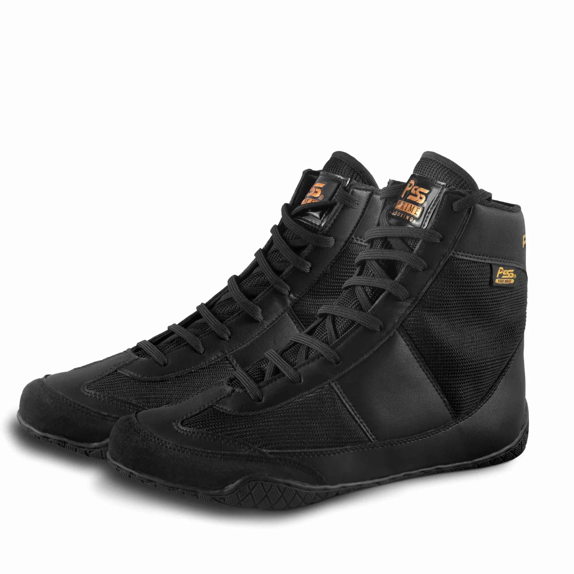 PSS Baskets Chaussures Sports Boxe Muay Thai Kickboxing Taekwondo Lacets Longs Semelle Antidérapante Noir