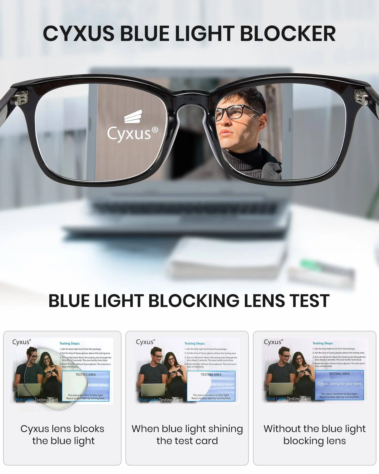 Cyxus lunettes anti-lumière bleue sans ordonnance verres de protection ordinateur jeu