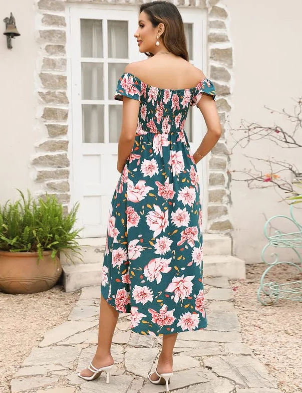 Clearlove Robe de maternité d'été manches courtes femme allaitement décontractée imprimé grossesse