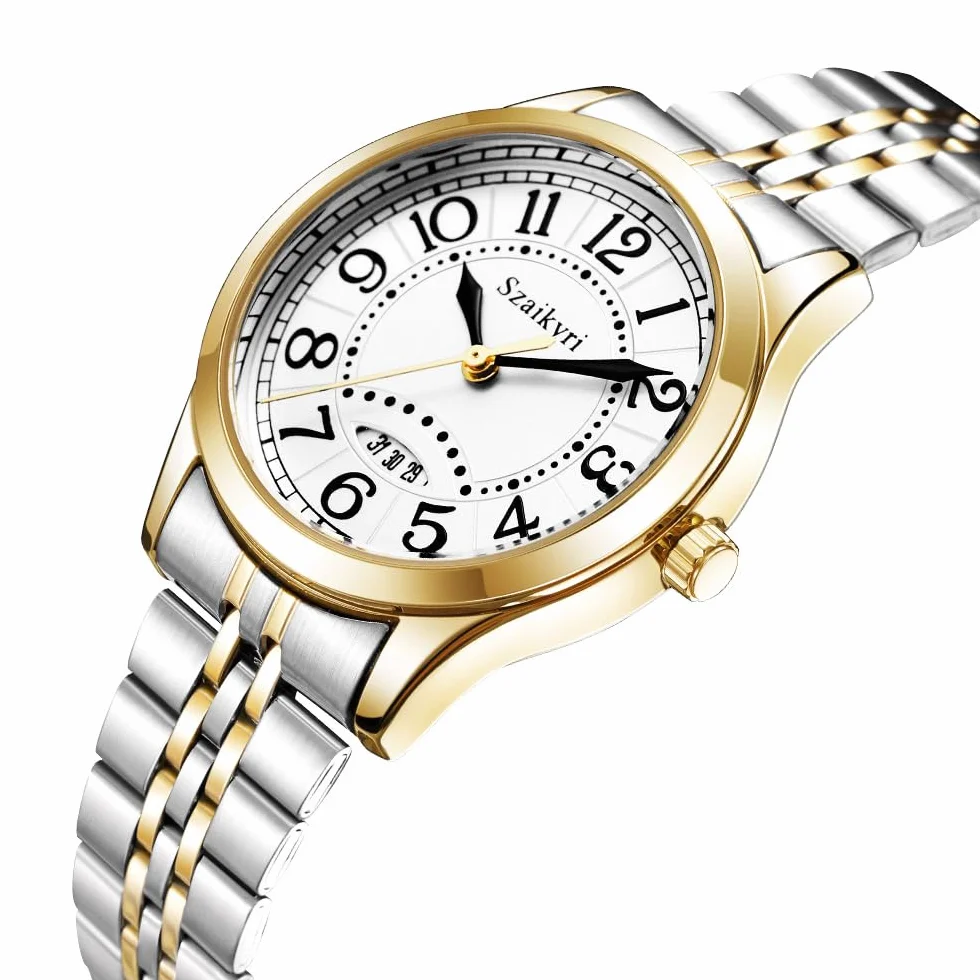 Montre Classique pour Femmes avec Chiffres Arabes Calendrier Résistant à l'Eau